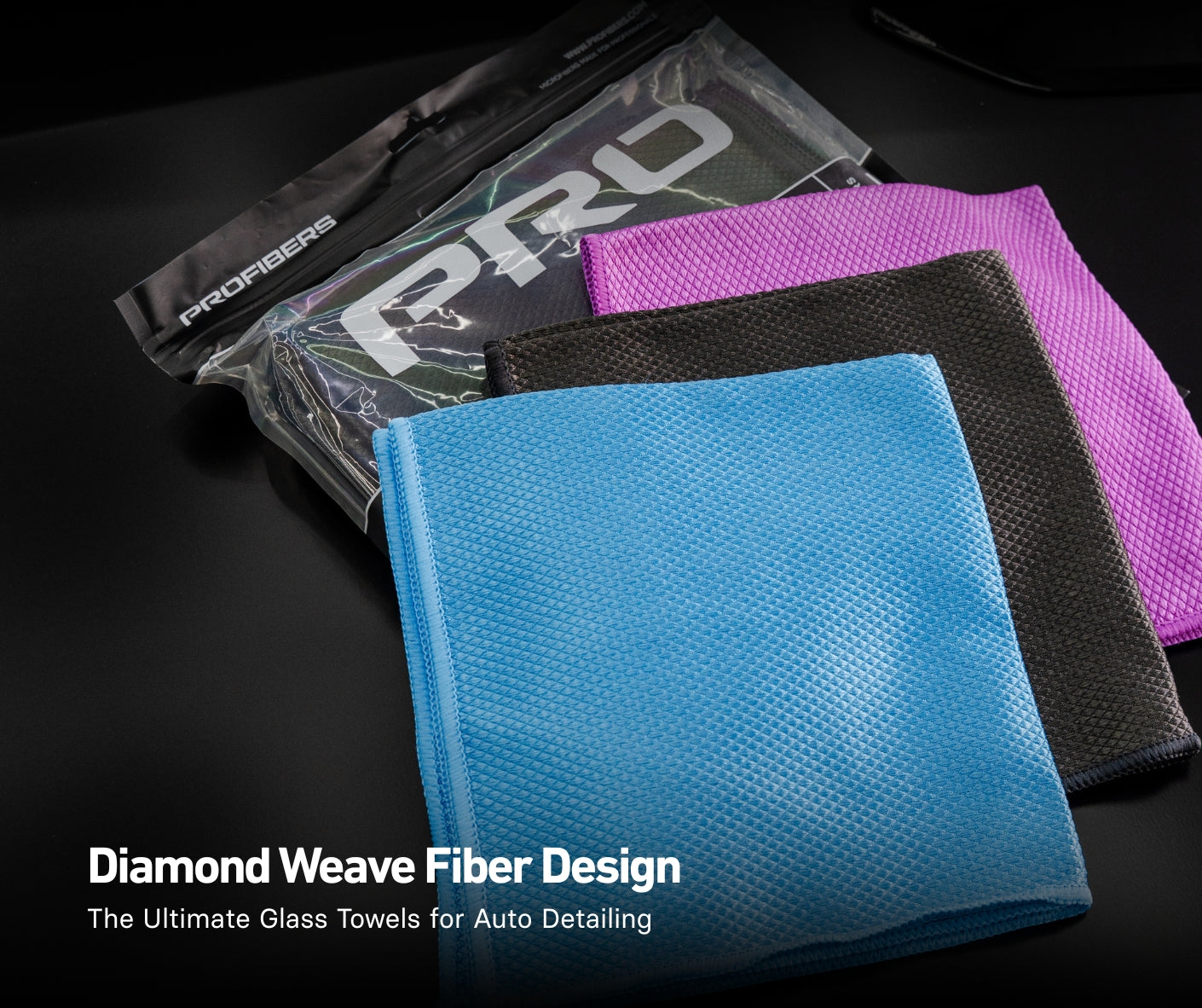 Crystal Clear | Diamond Weave Glass Towels 16x16 300 GSM