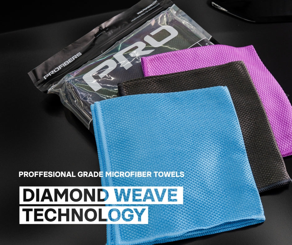 Crystal Clear | Bulk Glass Diamond Weave Towels 16x16 300 GSM