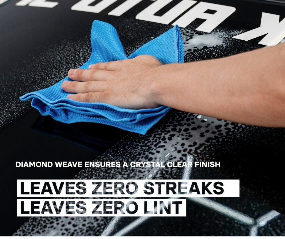 Crystal Clear | Bulk Glass Diamond Weave Towels 16x16 300 GSM